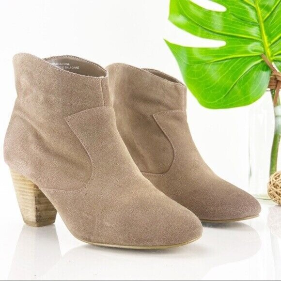 Ecote Urban Outfitters Women's Alexandra Boot Size 9 Block Heel Tan Taupe Suede - Picture 2 of 11